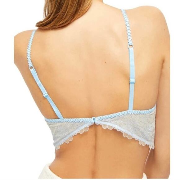 Free People Size 32D Lucia Lace Convertible Underwire Lightly Lined Bra Blue NEW - Picture 5 of 8